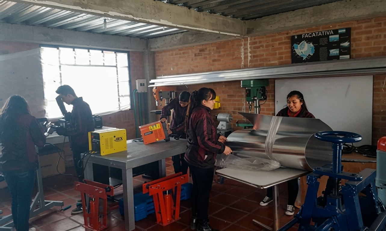 Maquinaria de carpintería metálica donada por JOJAC LTDA para la formación técnica de jóvenes y adultos ROM